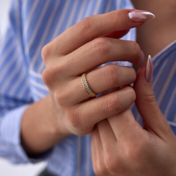 Sıra Taşlı Petek Yüzük - Rayna (1)