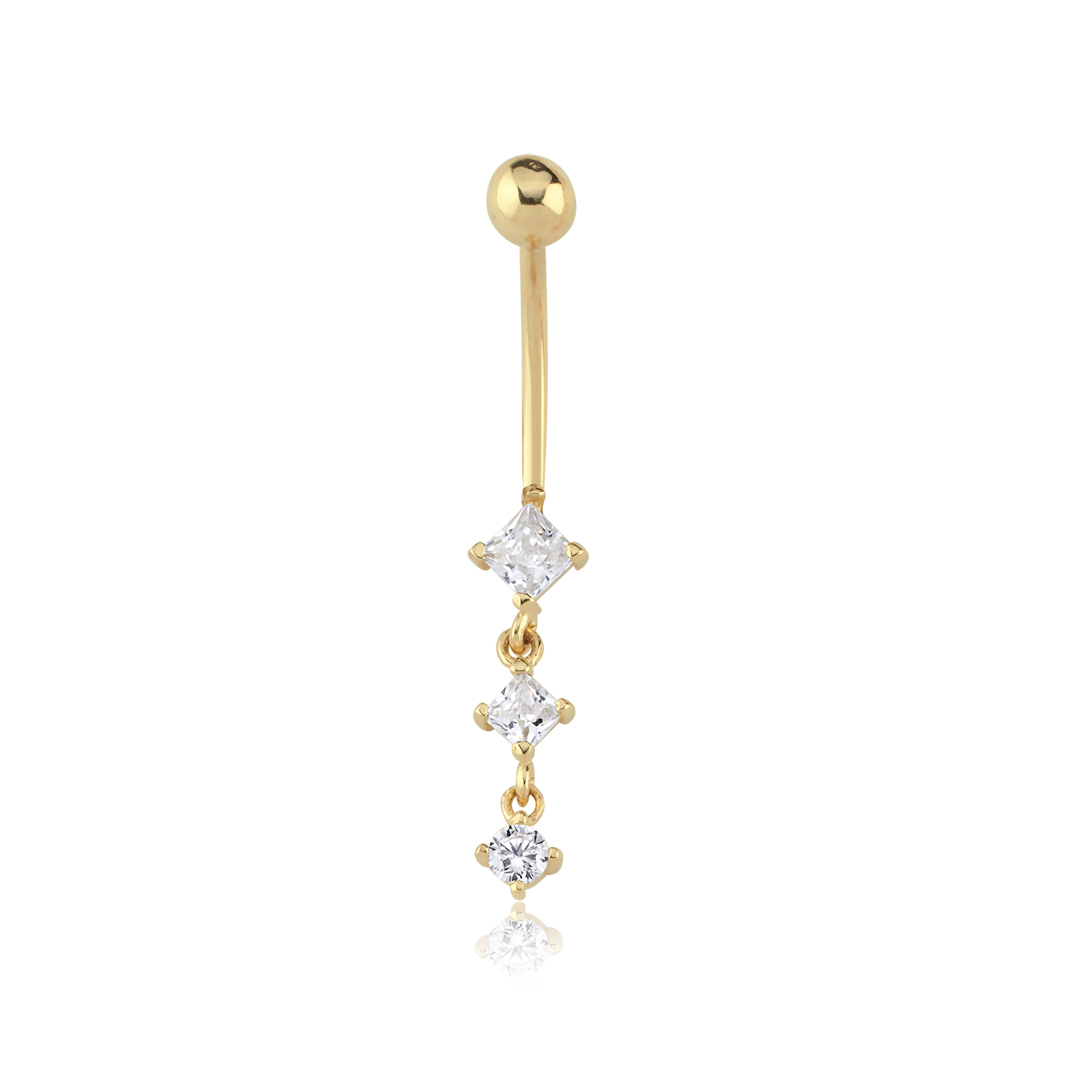 Sıra Taşlı Sallantılı Göbek Piercing - 1