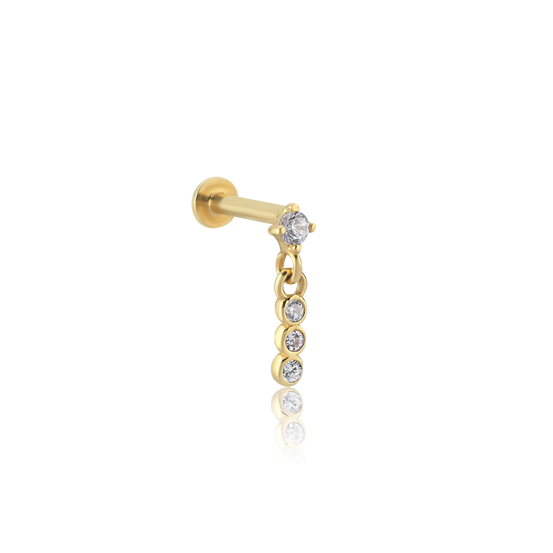 Sıra Taşlı Sallantılı Tragus Piercing - 1