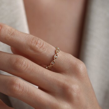 Sıralı Beyaz Göz Yüzük - Rayna