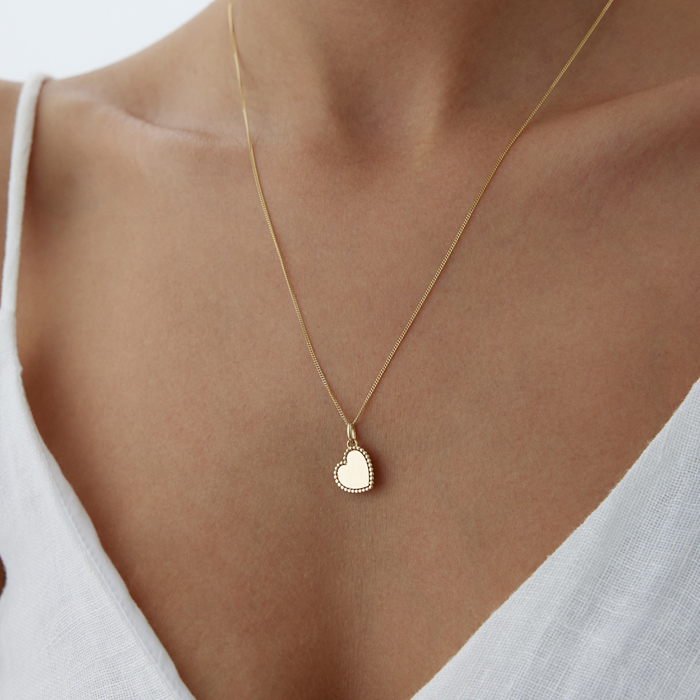 Sıralı Toplu Düz Kalp Kolye - Ador (1)