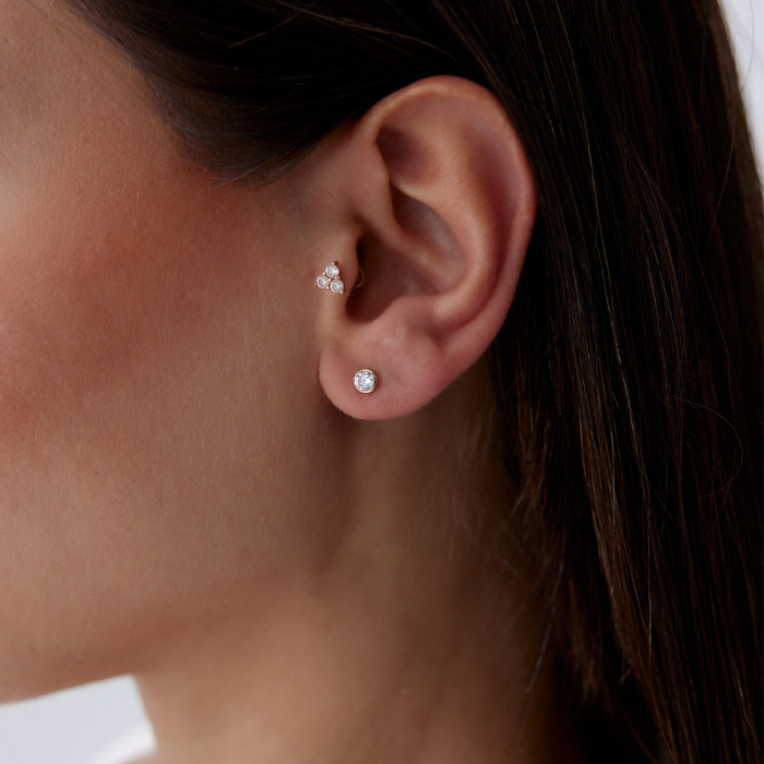 Sıvama Tektaş Vidalı Küpe - Big Gold