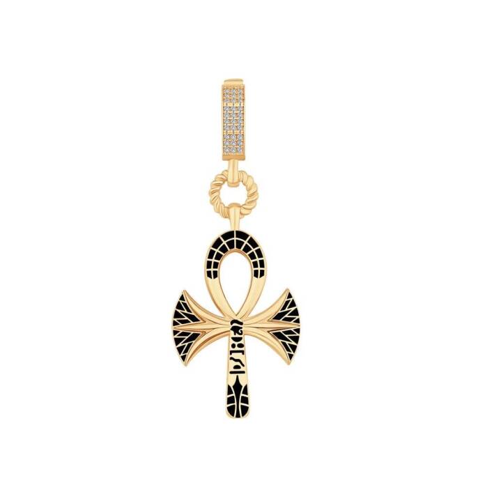 Siyah Mineli Ankh Charm - 1