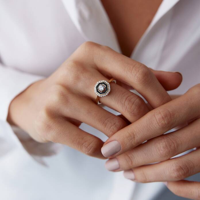 Siyah Mineli Hexo Yüzük - 1