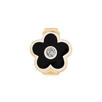 Siyah Mineli Taşlı Çiçek Charm - Ema