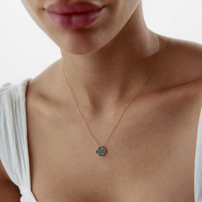 Siyah Yonca Cleef Kolye - Milades