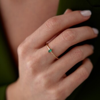 Slim Yeşil Taşlı Yüzük - Ador
