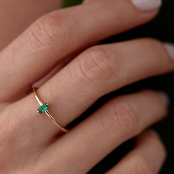Slim Yeşil Taşlı Yüzük - Ador (1)
