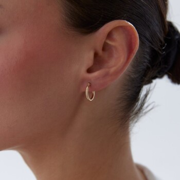 Small 2mm Oval Boru Halka Küpe - Tuana (1)