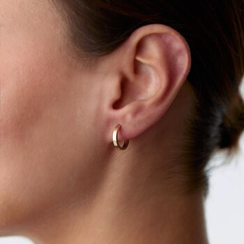 Small İç içe Geçmeli Köşeli Halka Küpe - Dilmener