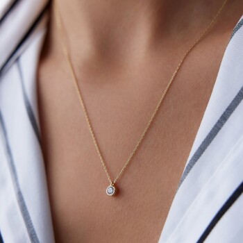 Small Sıvama Tektaş Kolye - Rayna (1)