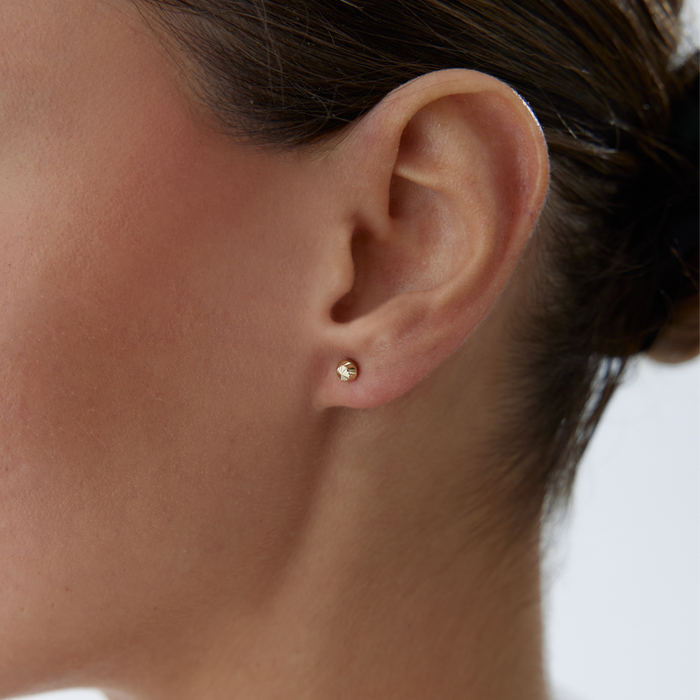 Small Yan Çizgili Top Küpe - Melike