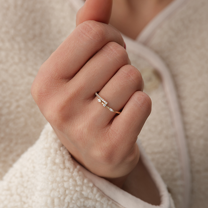 Stacking Çift Sıra Taşlı Yüzük - Arden (1)