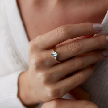 Su Yeşili Bagetli Yüzük - Rayna (1)