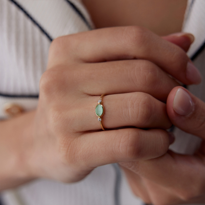 Su Yeşili Oval Yüzük - 2