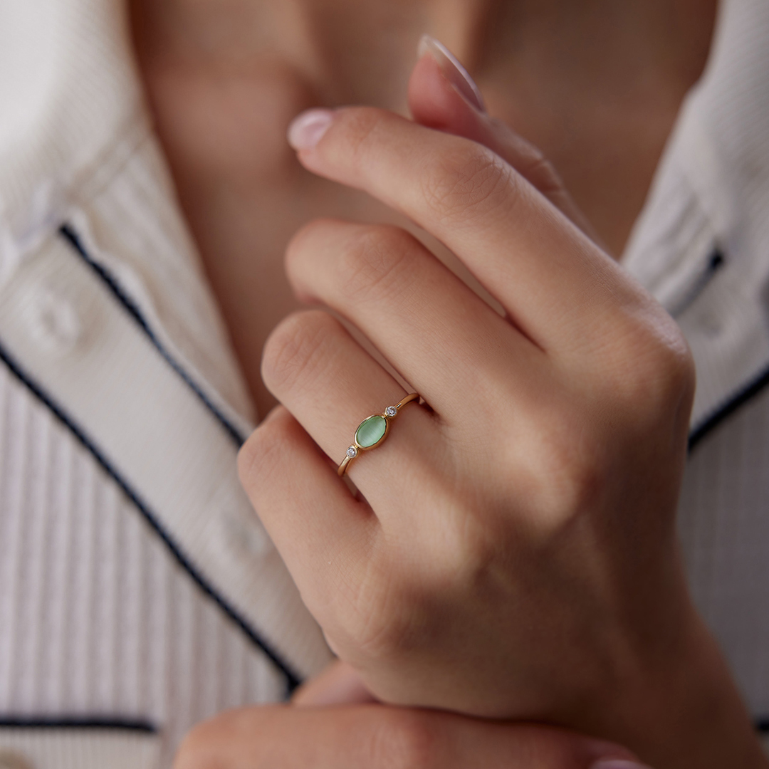Su Yeşili Oval Yüzük - 3