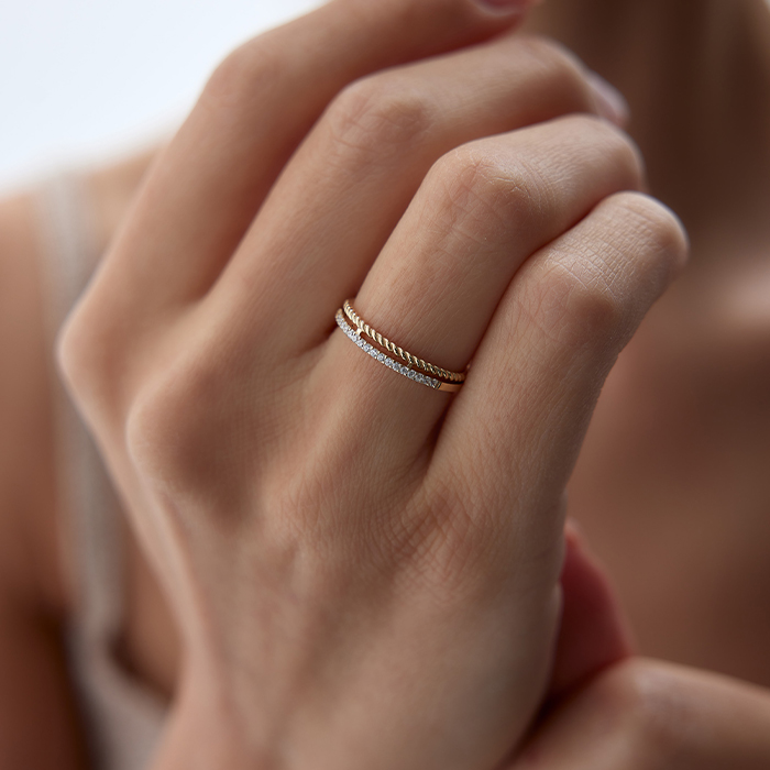 Su Yolu Hasır İkili Yüzük - Nüans (1)