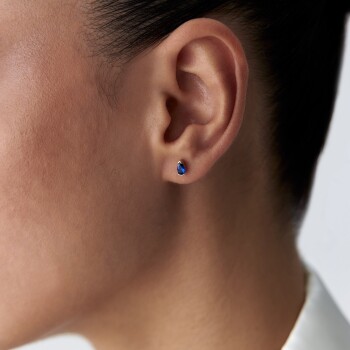 Swarovski Taşlı Lacivert Küpe - 3
