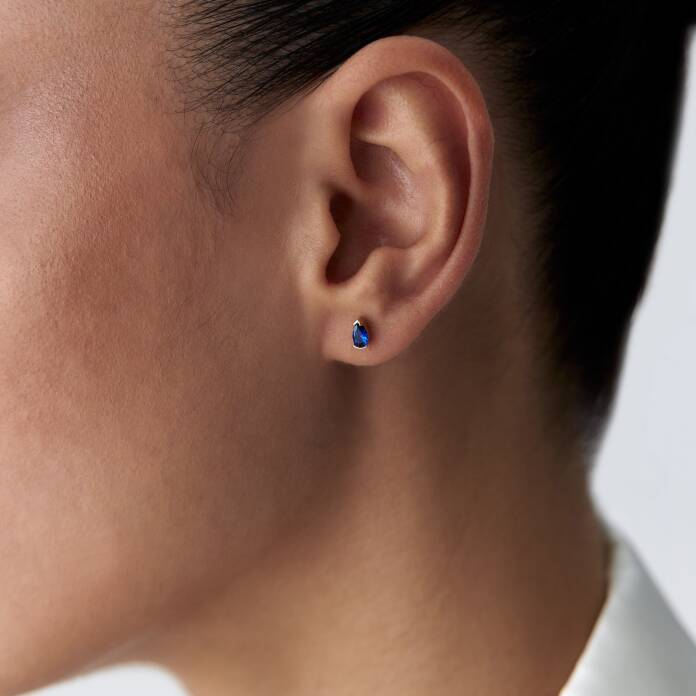 Swarovski Taşlı Lacivert Küpe - 3