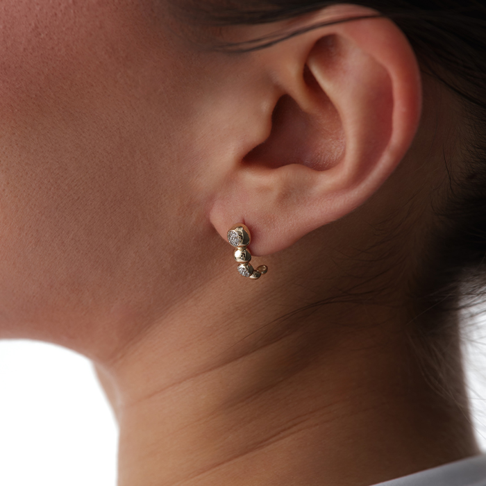 Taş Detaylı Boncuk Form Altın Küpe - Garo (1)