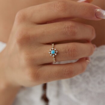 Taş Detaylı Firuze Yüzük - Mazal