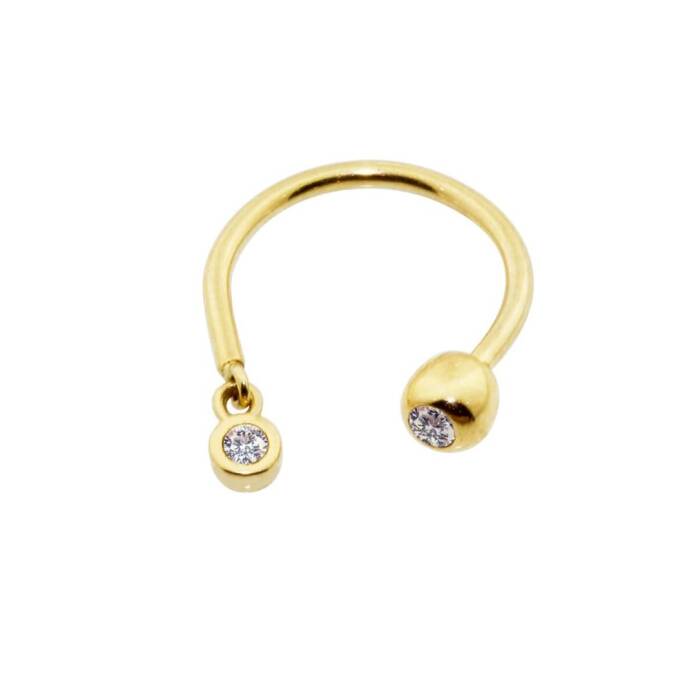 Taş Sallantılı Minimal Yarım Halka Piercing - 1