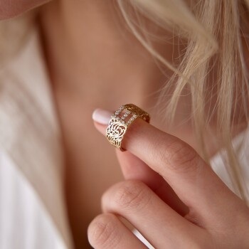 Tasarım Vintage Harf Yüzük - Vedat (1)