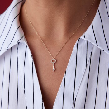 Taşlı Anahtar Kolye - Rayna