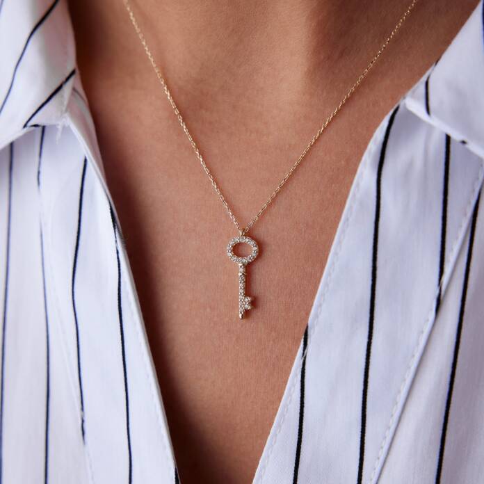 Taşlı Anahtar Kolye - 2