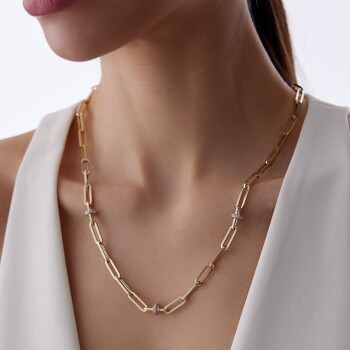 Taşlı Ataç Zincir - Mg Gold