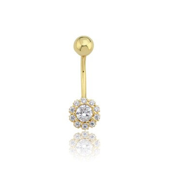 Taşlı Ay Çiçeği Göbek Piercing - Ador