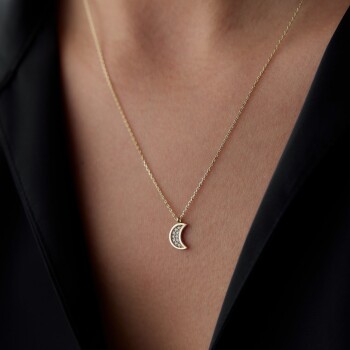 Taşlı Ay Kolye - Rayna (1)