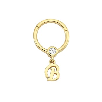 Taşlı B Harfi Sallantılı Helix Piercing - Dianora