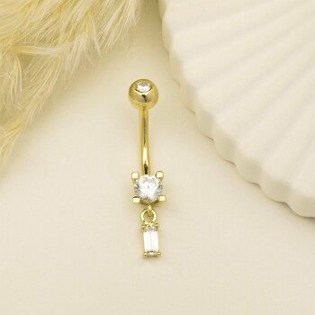 Taşlı Baget Taş Sallantılı Göbek Piercing - 2