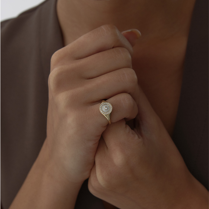 Taşlı Beyaz Dot Yüzük - MİST