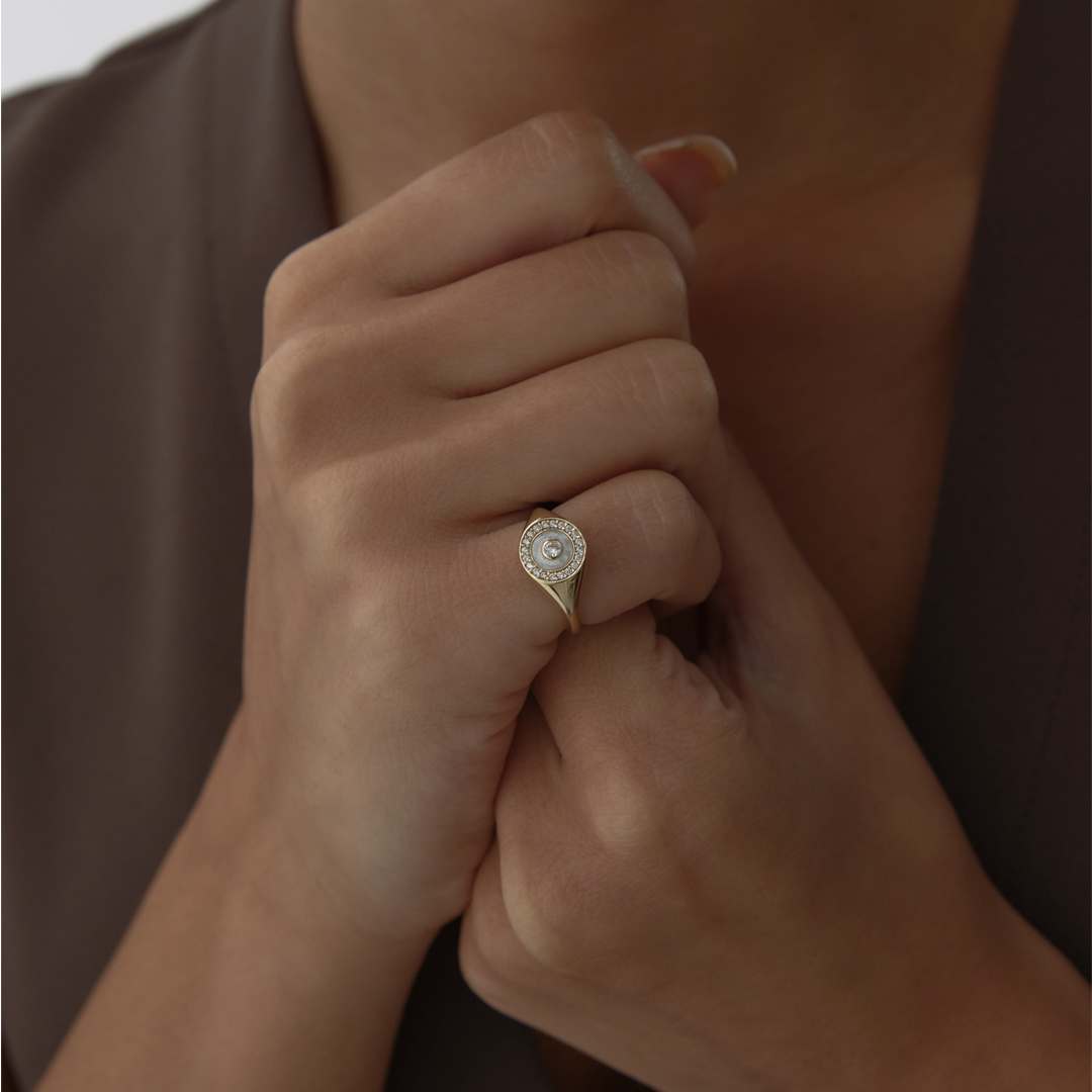 Taşlı Beyaz Dot Yüzük - 1