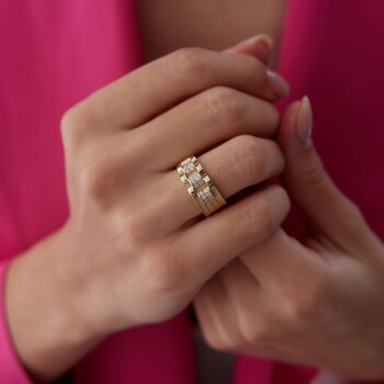 Taşlı Bold Hasır Yüzük - Koçak