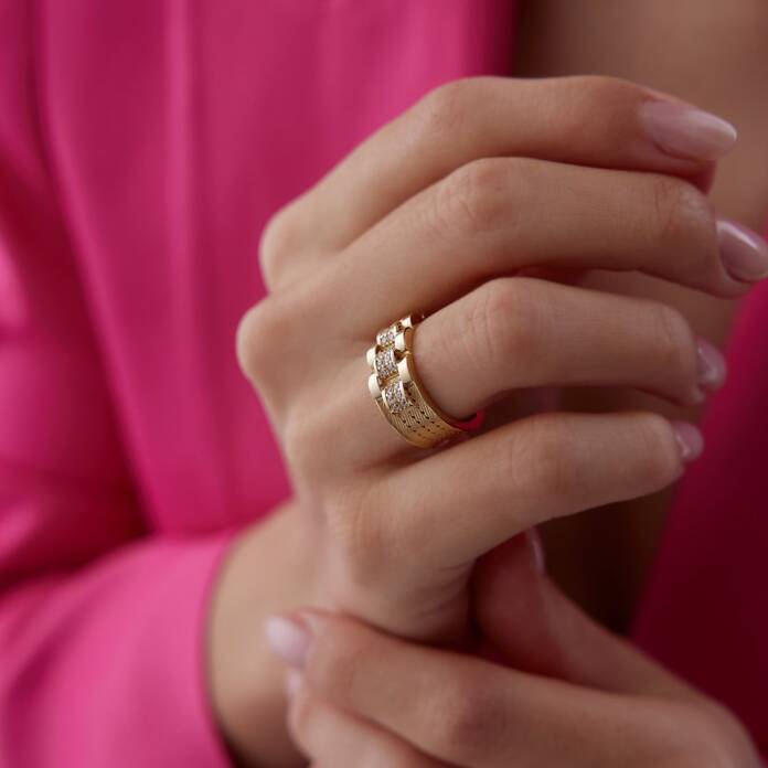 Taşlı Bold Hasır Yüzük - 2