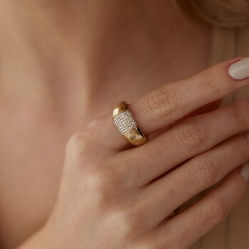 Taşlı Bombeli Bold Yüzük - 3