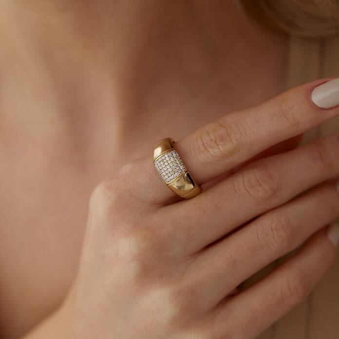 Taşlı Bombeli Bold Yüzük - 3