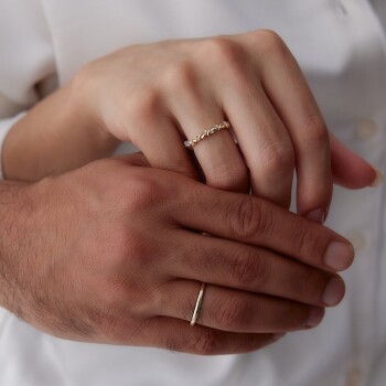 Taşlı Buğday Çift Alyans - Tülay Alyans (1)