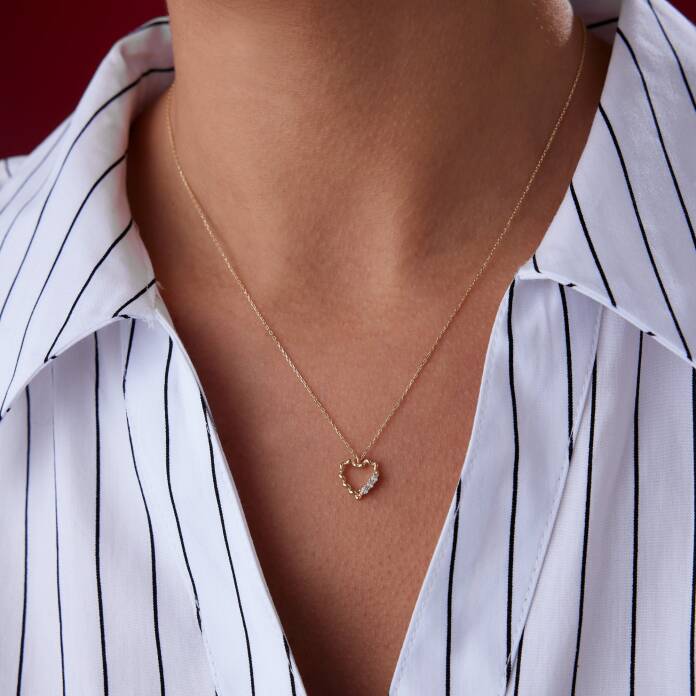 Taşlı Burgu Kalp Kolye - 2