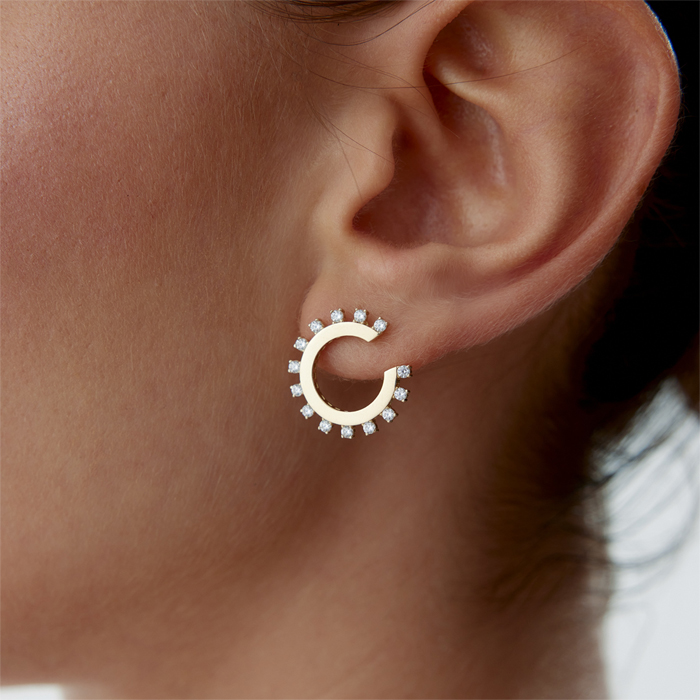 Taşlı C Çark Küpe - RİTİM