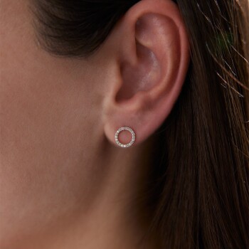 Taşlı Çember Küpe - Rayna