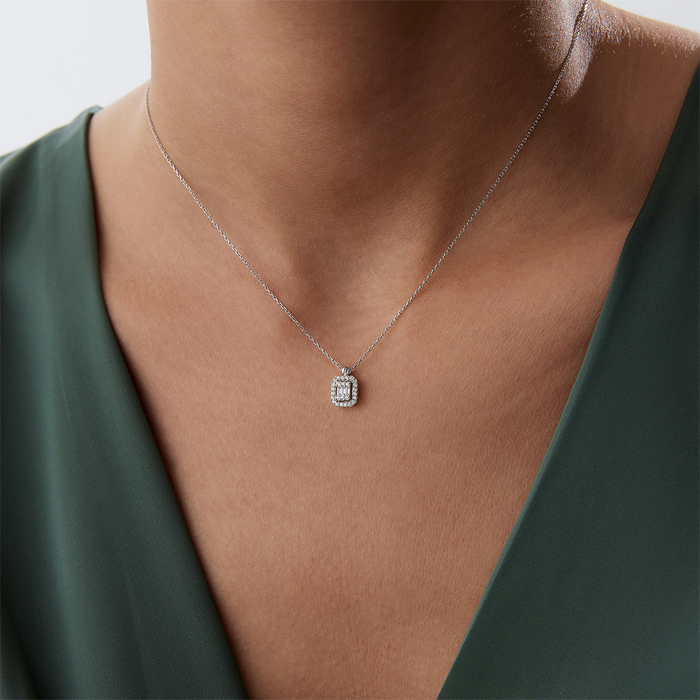 Taşlı Çerçeve Baget Kolye - Özçelik