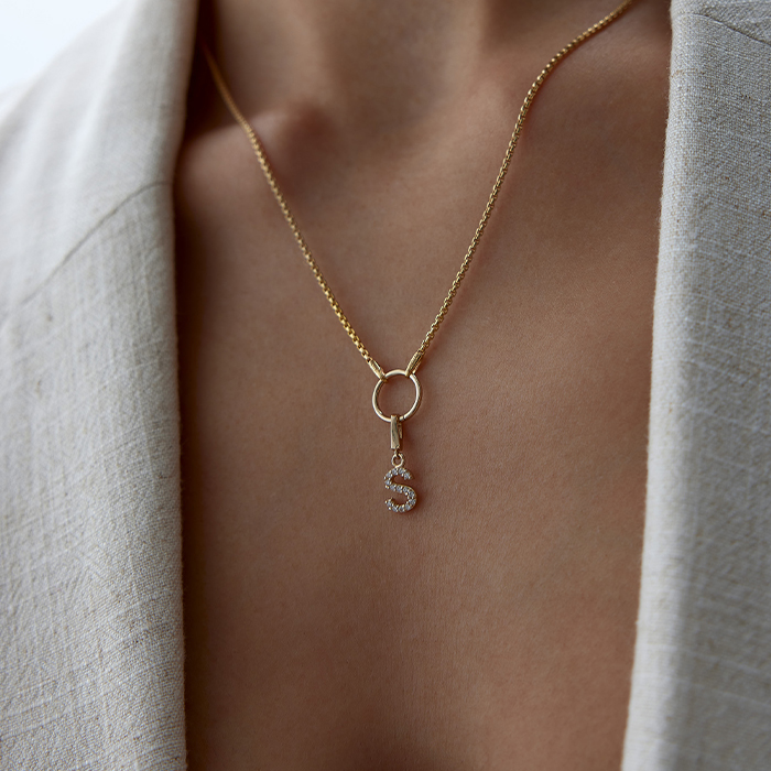 Taşlı Charm Harf Kolye - Alen