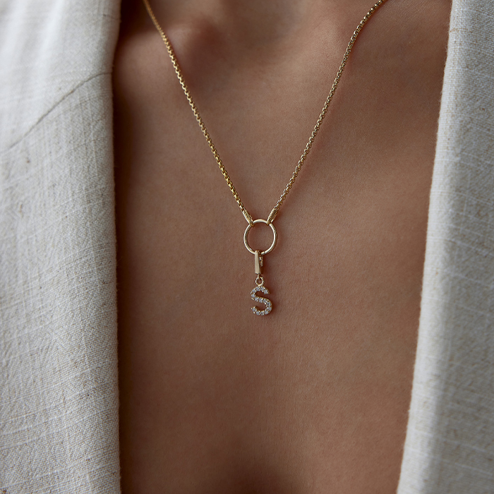 Taşlı Charm Harf Kolye - Alen (1)