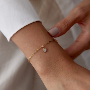 Taşlı Çiçek Charm Bileklik - Alen