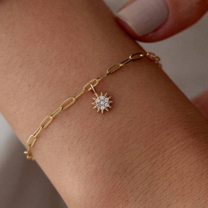 Taşlı Çiçek Charm Bileklik - 2