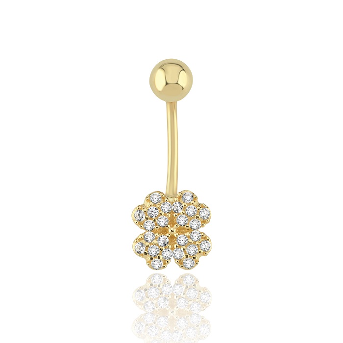 Taşlı Çiçek Göbek Piercing - Özçelik